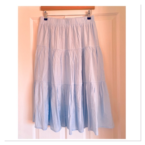 Dresses & Skirts - Light Blue Tiered Midi Skirt